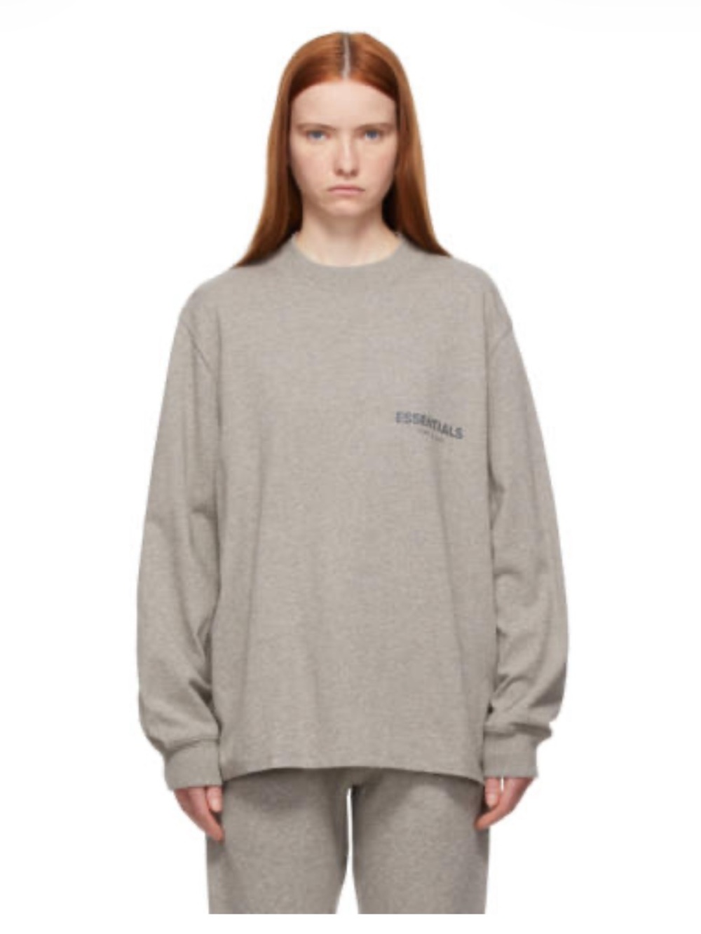Essentials Grey Long Sleeve Crewneck T-Shirt